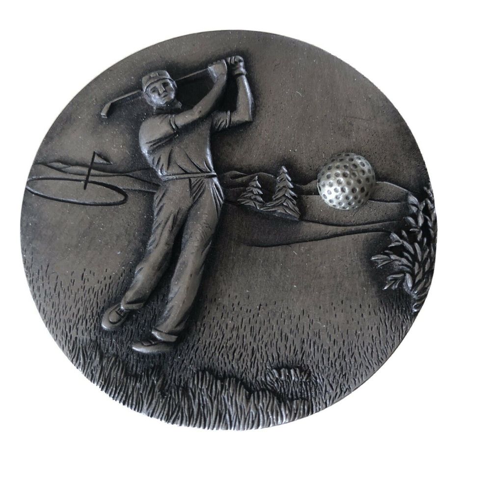 Vintage Golf Tie Tack On Lid Jewelry Trinket Box